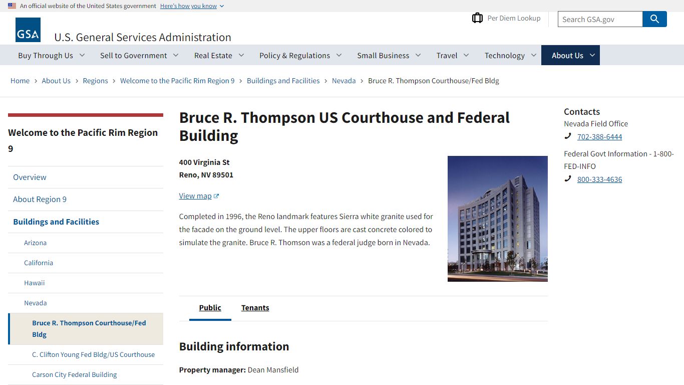 Bruce R. Thompson US Courthouse and Federal Building | GSA